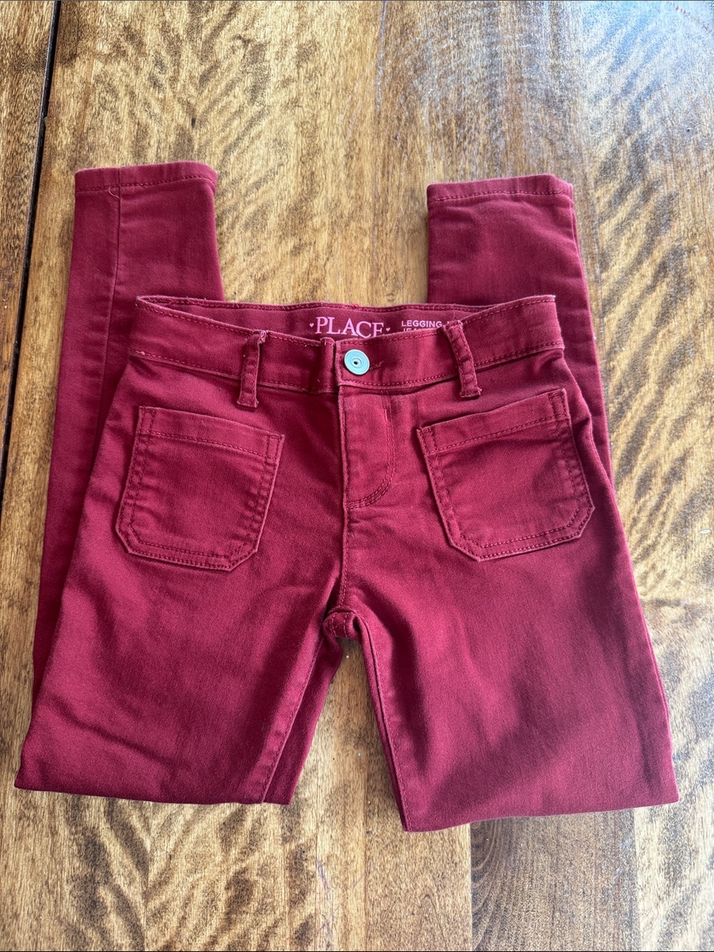 Place Girls' Burgundy Stretch Skinny Jeggings - 6X/7